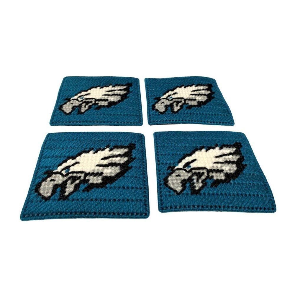 Philadelphia Eagles NFL Football Fan Coaster Set Plastic Canvas Handmade